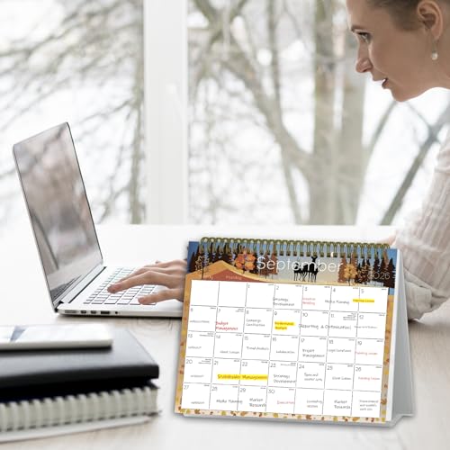 Image of Small Desk Calendar 2026-2027 - Standing 2026 Desk Calendar, APR.2026 to JUN.2027, 8 inch x 6 inch, Monthly Flip Desktop Calendar with Stickers, Your Personal Desk Planner for Home Office