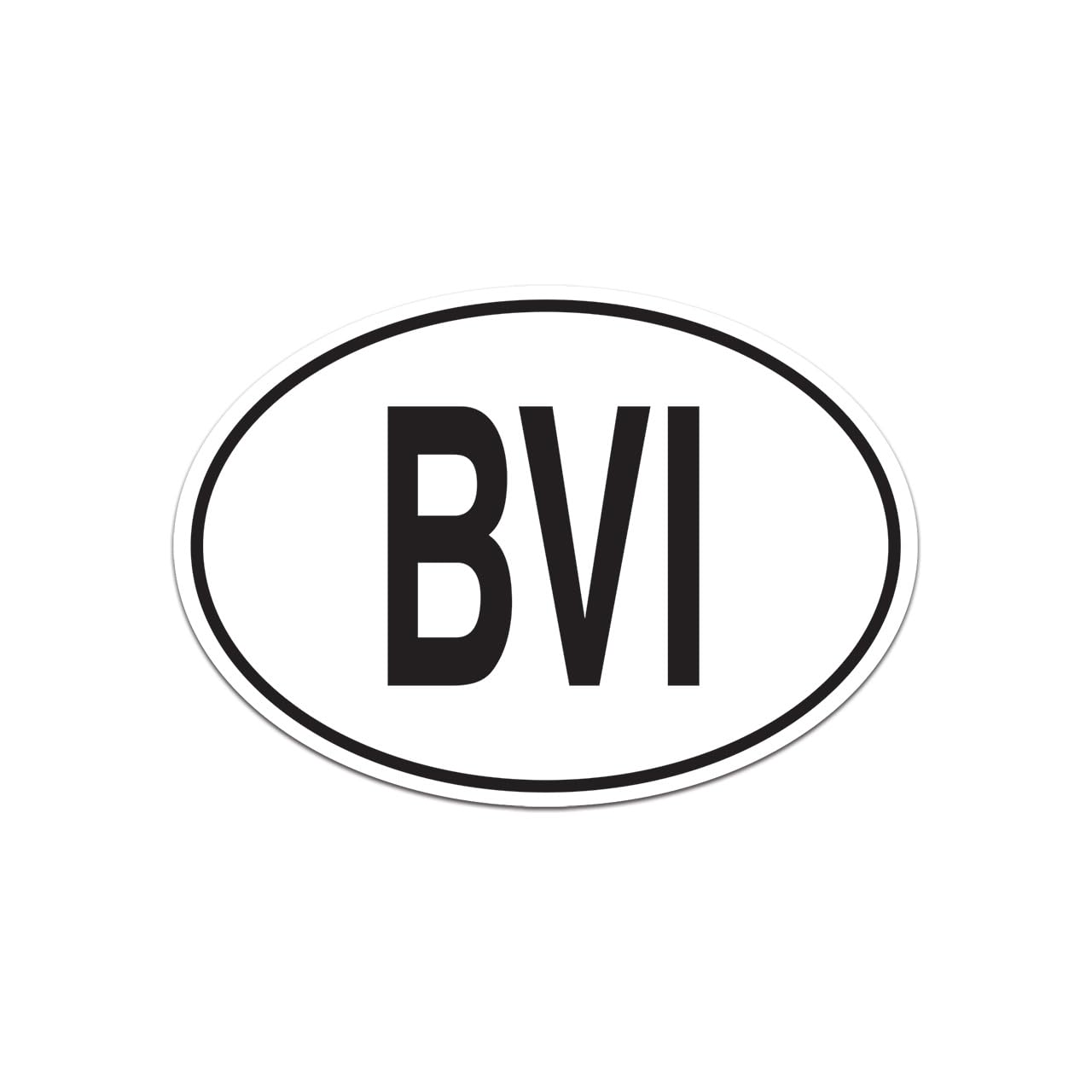 Mister Petlife BVI British Virgin Islands Country Code Euro Oval Sticker Decal 4"x2.8"