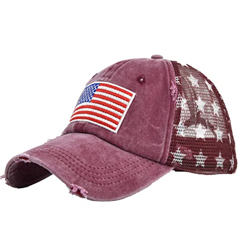 Chapeau de soleil pour homme et femme - Broderie étoile - Coton - Casquette de baseball - Casquette de camionneur - Réglable - Hip Hop - Casquette, rouge,...