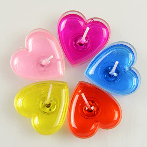 Romantic Candles 60Pcs Candle Romantic Red Jelly Heart-Shaped Party For Smokeless Birthday Valentine's Wedding Day Decoration Transparent Decorative Candles #TOP1
