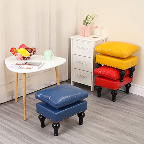 Tabouret rembourré et repose-pieds canapé cuir marron table d'appoint - 8