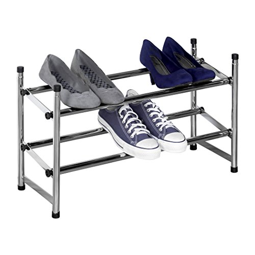 Richards Homewares Homewares Stackable Telescoping Shoe Rack, 2-Tier Holds Upto 20-Pair, Chrome