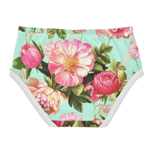Toddler Underwear Floral 2t Cotton Little Girl Panties Print Briefs Kids Undies Vintage Pink Flowers Green2