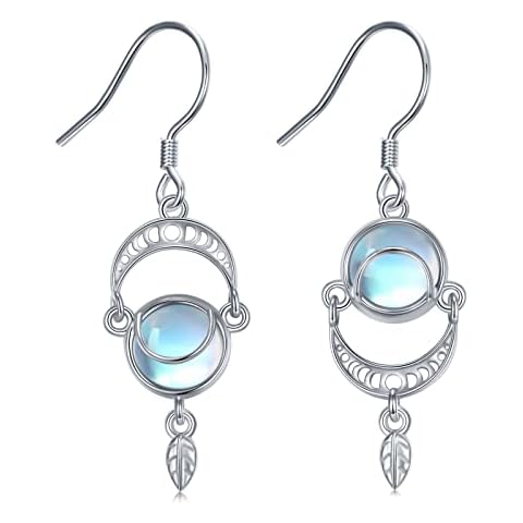 SCZKLAQ Moonstone Crescent Dangle Earrings Cover
