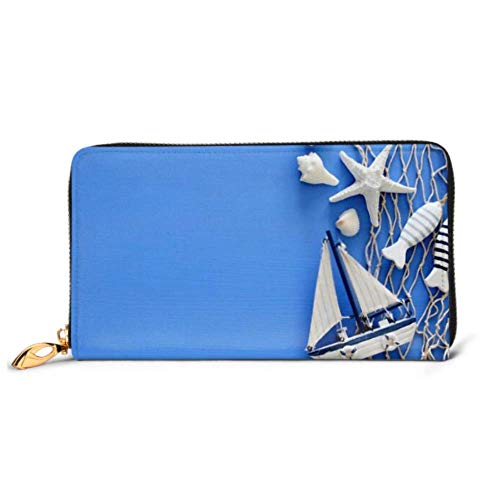 Preisvergleich Produktbild JHGFG Mode Handtasche Reißverschluss Brieftasche Draufsicht Nautisches Konzept Sea Life Telefon Kupplung Geldbörse Abendkupplung Blockieren Leder Brieftasche Multi Card Organizer