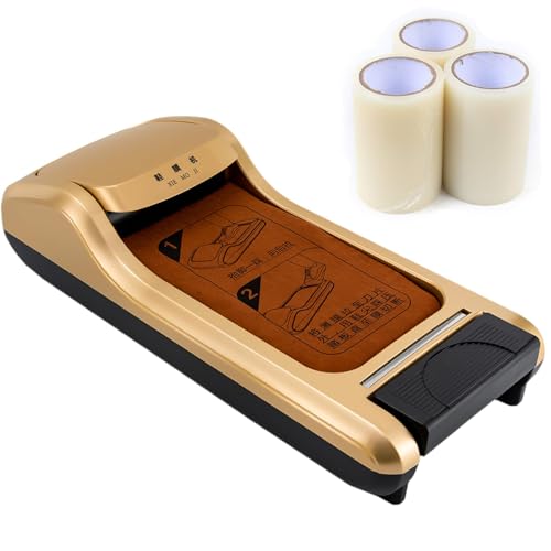 Dispensador automático de Fundas para Zapatos/Dispensador portátil de Film Protector para Calzado: para la protección de Suelos en hogares, oficinas, (Gold)