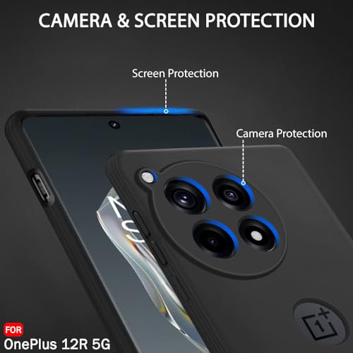 Image of TheGiftKart Liquid Silicone Back Cover Case for OnePlus 12R 5G | Soft Micro-Fibre Lining Inside | Camera Protection Bump | Shockproof Back Case Cover for OnePlus 12R 5G (Silicone, Black)