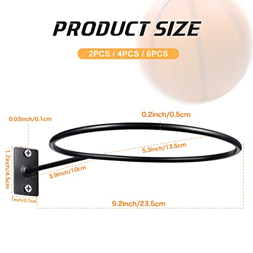 Threan Mounted Ball Wall Storage Display Ball Storage Universal Ball Rack Metal Ball Holder Black Ball Rack Holder For Basketball Football Volleyball Soccer Storage Display (6 Pieces) #TOP1