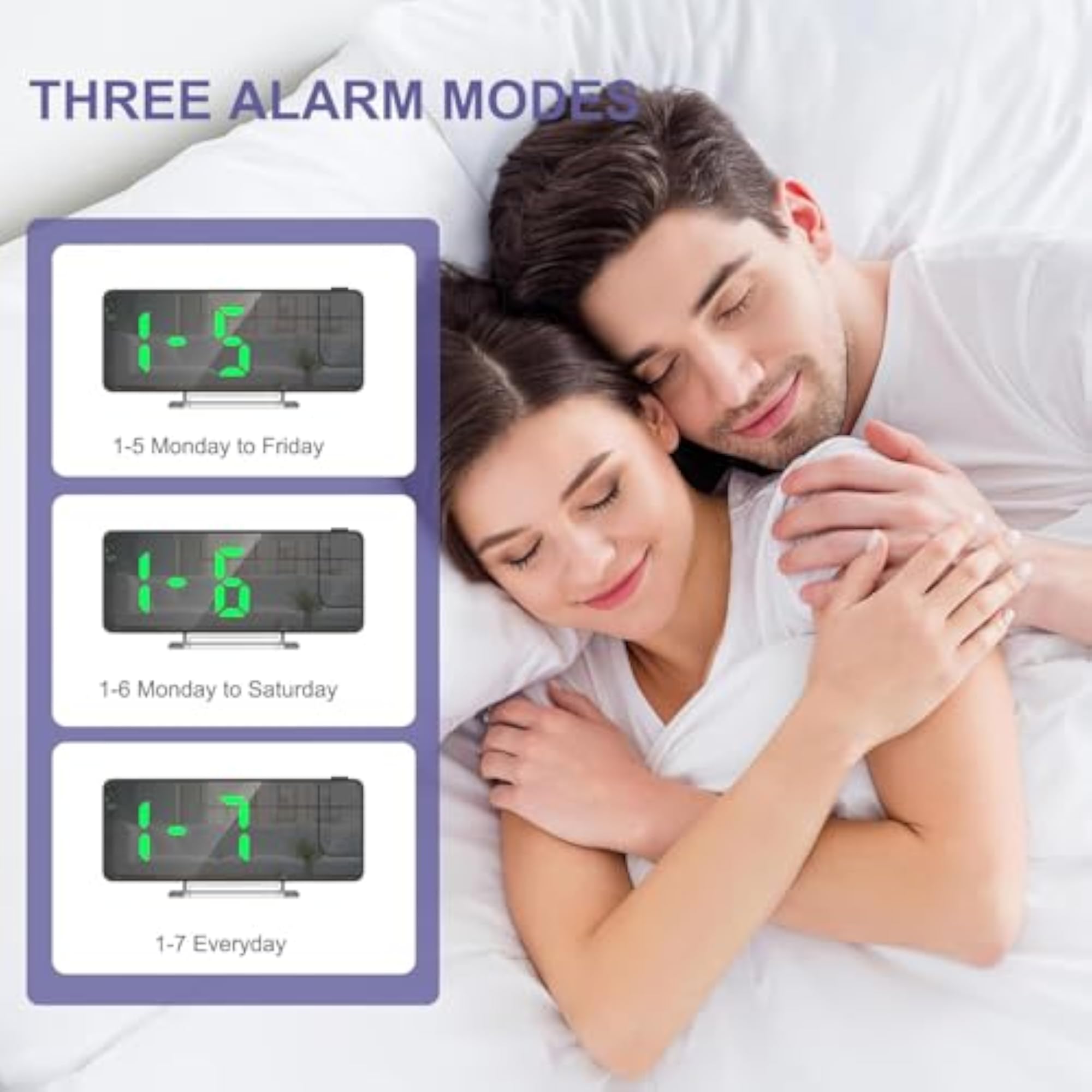 Projection Mirror Alarm Clock with Rotatable Projector