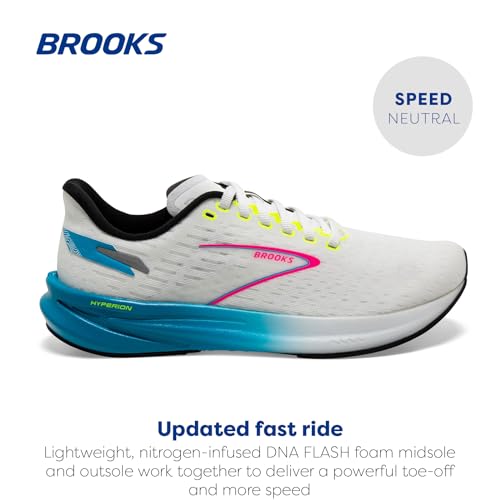 Brooks Women’s Hyperion Neutral Running Shoe - White/Blue/Pink - 8.5 Medium