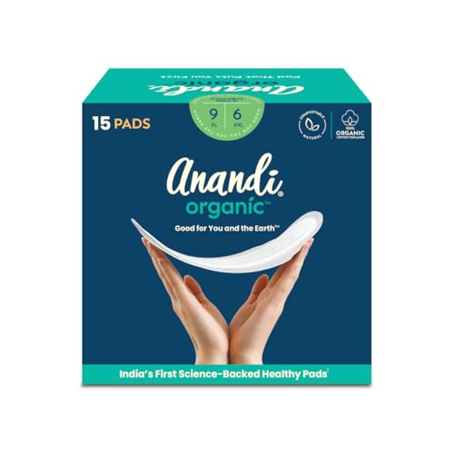 Image of Anandi sanitary pads for women 6 XXL & 9 XL Pads | Biodegradable Organic pads with Disposal pouch | Certified ~100% Compostable