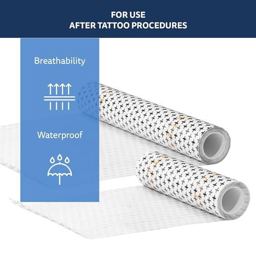 Recovery Aftercare Derm Shield Tattoo Aftercare Bandage Roll - Waterproof Adhesive Bandages, Transparent Matte Film - 8 Inches x 2 Yards - Thumbnail 4