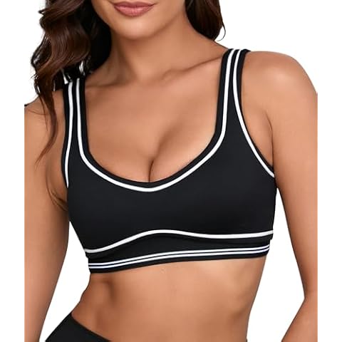 Move With You Womens Sweetheart Padded Sports Bra- Workout Fitness Square Neck Low Back Yoga Bra(Black,XL2) Cover