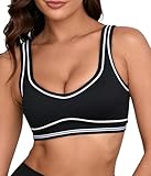 Move With You Womens Sweetheart Padded Sports Bra- Workout Fitness Square Neck Low Back Yoga Bra(Black,XL1)