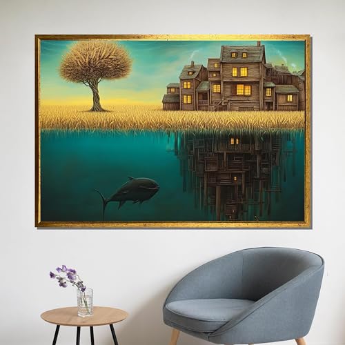 Tableau sur toile vision divisée pour dynamiser un mur vide de salon moderne