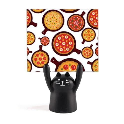 Mémo cartoon chat noir et pizza italienne pour égayer vos messages quotidiens