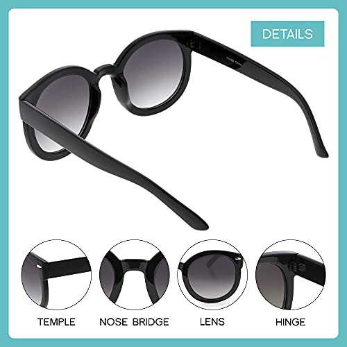 Image of zeroUV - Round Retro Oversized Sunglasses for Women with Colored Mirror and Neutral Lens 53mm