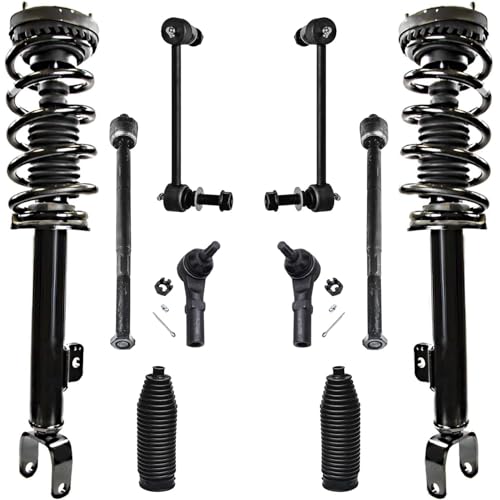 Image of Detroit Axle - Front Struts w /Coil Springs Sway Bar Links Outer Inner Tie Rod Ends Boots Replacement for Dodge Charger Challenger RWD - 10pc Set
