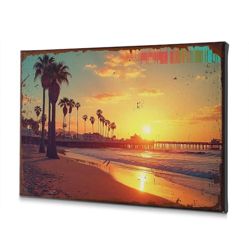 Tableau coucher de soleil plage et palmiers pour salle à manger 40x60cm