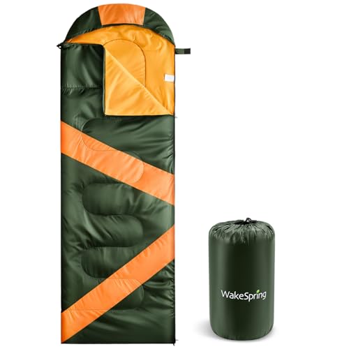 WakeSpring Schlafsack Sommer Erwachsene, Leichter Deckenschlafsack Camping koppelbar, 2-in-1 als Decke nutzbar, mit Fußreißverschluss, für Festival, Wohnmobil, Reisen & Outdoor