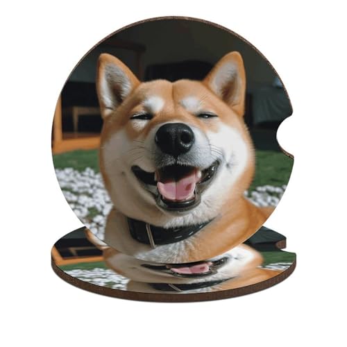 Portavasos para auto con diseño Shiba Inu, 2 piezas miniatura 1