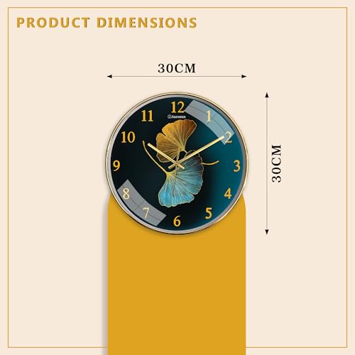 Image of Auromin Wall Clock for Hall | Silent Wall Clock for Living Room Stylish Modern | Premium Fancy Unique Wall Watch for Bedroom, Office (Gold-Leaf)