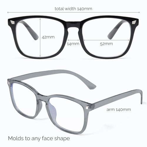 Image of livho High Tech Blue Light Blocking Computer Glasses | Advanced Blue Light Blocking, Screen Fatigue Protection, UV Protection, Black + Clear Gray + Leopard
