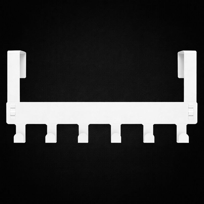Over The Door Hook Hanger, Heavy Duty Metal Door Organizer with Multiple Hooks for Clothes, Towels and Bags, No Drilling Required | (White, 6 Hooks)-picture-29