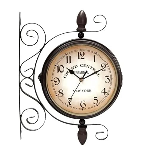 Vintage Double Sided Wall Clock Industrial Wall Clock for Outdoor Decorative Art Antique Decor Office Silent Kitchen Watches Steampunk Double Sided Mounted