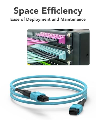 Image of 3M MPO to MPO APC Fiber Cable, OM3 Cable 40G /100G /400G, 8 Fibers Female Type B Multimode LSZH, MTP Compatible for FTTx - 3M(9.8FT)