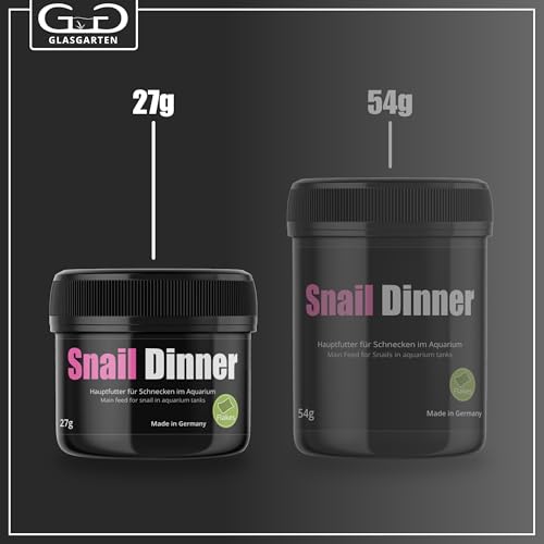 GlasGarten Snail Dinner | 27g – Premium Schneckenfutter, Hauptfutter für Süßwasser-Schnecken, aus 100% natürlichen Zutaten gepresst, schonend getrocknet