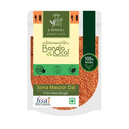 Image of Sona Masoor Dal 1800g (Small Size) - From West Bengal | No Cholestrol | No harmful chemicals or fumigation used for storage