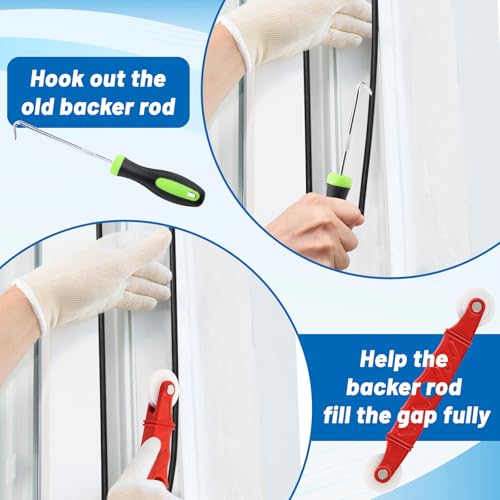 Image of U0U Backer Rod 1 /8inch,Backer Rod Kit with Roller Tool,16.4Ft Black Backer Rod Caulk Saver for Installing Door Window Gaps and Joint Concrete Filling (Black, 1 /8inch x 16.4feet)