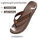 KuaiLu Casual Flip Flops for Women Comfortable Yoga Mat Arch Support Cushion Leather Slides Summer Beach Pool Outfits Flats Walking Thong Sandals Slip on Travel Essentials Orthotic Shoes Khaki Size 6