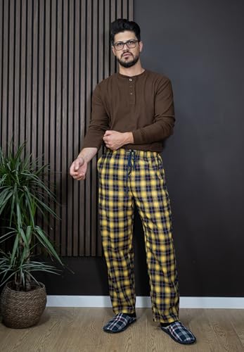 COOFANDY Men's Plaid Casual Pants Soft Cotton Pajama Pants Drawstring Checkered Lounge Sweatpant with Pockets3