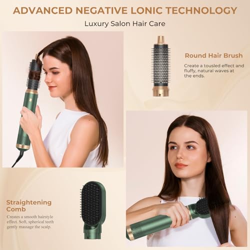 Image of 5 in 1 Upgrade Hair Dryer Brush Set Blow Dryer Brush, Negative Ion Air Styler Curling Wrap Air Curler, Hot Air Brush Curling Iron Hair Styling Tools As A Gift for Straight /Curl /Dry /Smooth