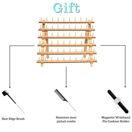 Braiding Hair Rack - Hair Braiding Rack With 60 Pegs Standing Hair Holder With 60 Spools - Ergonomic Braid Rack For Stylists - Time-Saving Braiding Hair Stand - Versatile Extension Holder (60 Pegs, Wood Color) #TOP6