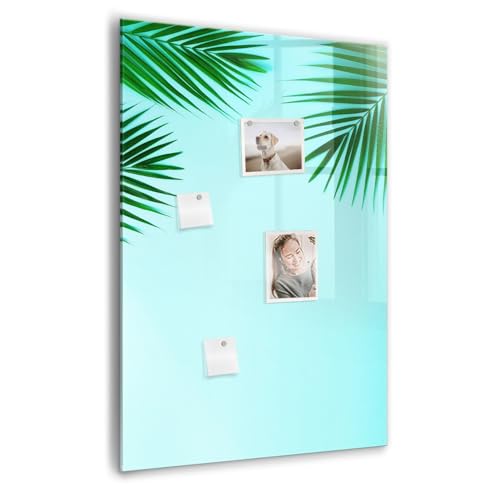 Tableau mural magnétique en verre 70x100 design palmier avec accessoires