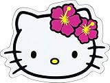 Hello Kitty - Face Shot with Hawaiian Hibiscus Flowers - Sticker / Decal