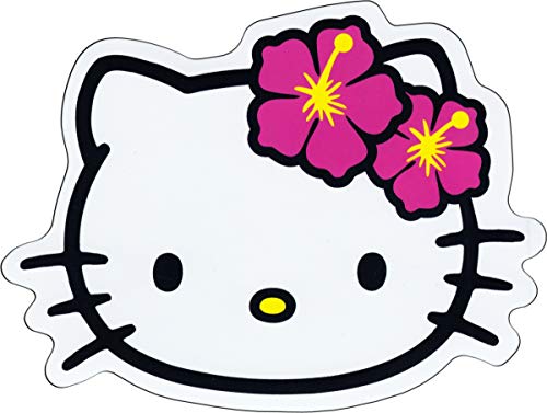Hello Kitty - Face Shot with Hawaiian Hibiscus Flowers - Die Cut Sticker