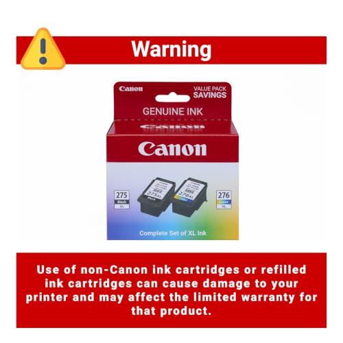Image of Canon PG-275 XL /CL-276 XL Genuine Ink Value Pack (2 Cartridges), Compatible with TS3520 /3522 /4722 /3720 /3722, TR4720, Extra Large (Pack of 12)
