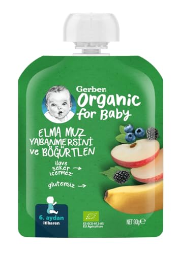 Organik Muz Yabanmersini Böğürtlen ve Elma Püresi 90 g