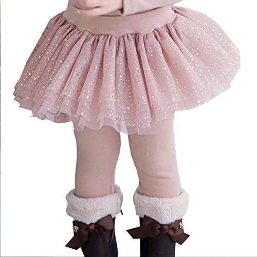 Little Girls Footless Leggings Pants with Lace Ruffle Tutu Skirt Toddler Baby Girls Sequin Tutu Stretchy Cotton Tights2