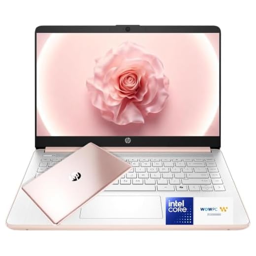 HP New Everyday Laptop with Copilot AI • Intel Processor • 64GB SSD • Microsoft 365 • Windows 11 • Fast Charge • Long Battery Life • Fast Response • Thin & Portable • Rose Gold