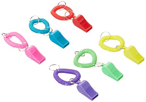 24 Colorful Spiral Bracelet and Keychain Whistles ~ 2 Dozen Fun noise making Whistles ~ Party Birthday Favors ~ Prize Fairs/ Parties /Sports Team/ Gifts Loot Bags/ Easter/