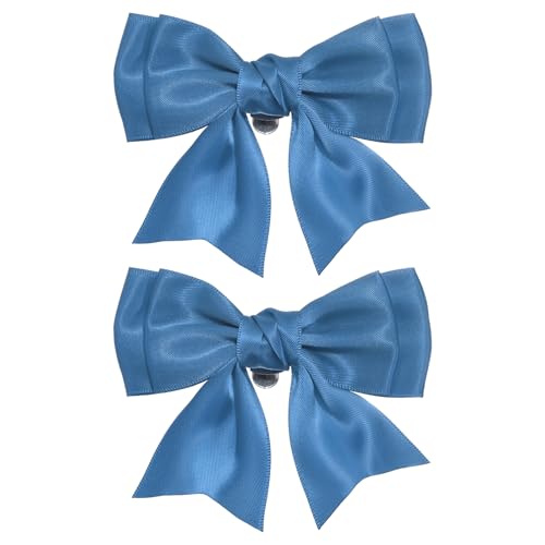 Lot de 2 pinces à chaussures en satin avec nœud papillon amovible de 9cm bleu et noir