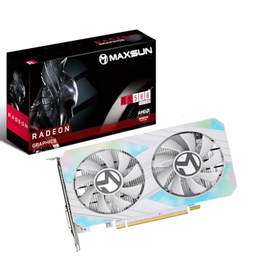 Image of maxsun AMD Radeon RX 580 8GB 2048SP GDDR5 Computer Video Graphics Card GPU for PC Gaming 256-Bit DirectX 12 DVI, HDMI, DisplayPort Multi Monitors Extend (White)