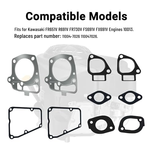 Image of Gasket Kit Valve Cover Gasket 11004-7026 Compatible with Kawasaki FR651V FR691V FR730V FS691V FX691V Engines 10D13 Replaces#11004-7026 110047026