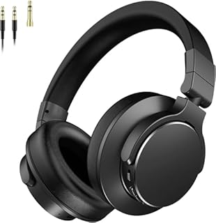 Rumoon Over Ear Bluetooth Headphones, Studio Monitor & Mixing DJ Headphones Wireless with 50mm Drivers and 1/4 to 3.5mm Wired Audio Jack for Guitar AMP Recording Podcast Piano, 100H Playtime, Black