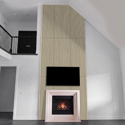 Image of Wood Slat Acoustic Wall Panels, Yellow Oak, 2 Pack, 47.2 x 23.6 in